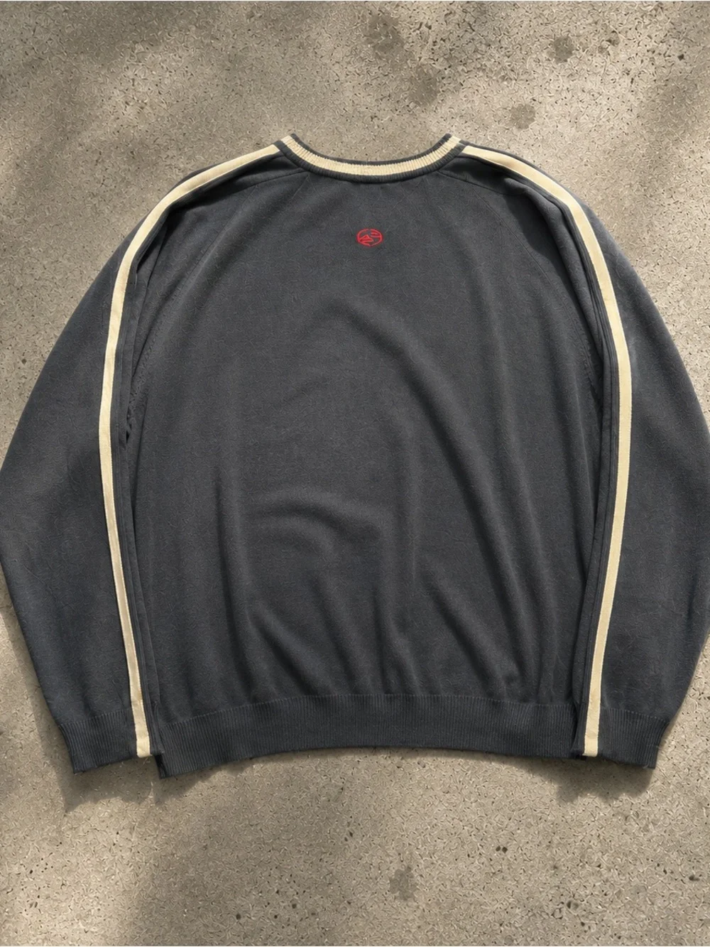 O'Neill Men's Dark Gray Crewneck Sweater with Cream Trim